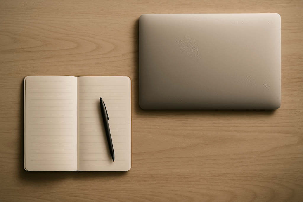 Dopamine planning setup notebook laptop scene for dopamine or habit-related context
